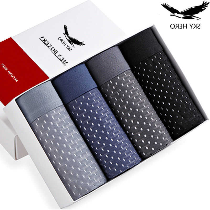 Men's Underwear Underpants Panties 4pcs/Lot Boxers Shorts Male Underpants for Man Mesh Sexy Homme Bamboo Ice Silk Nylon Large Size 6XL 7XL D260
