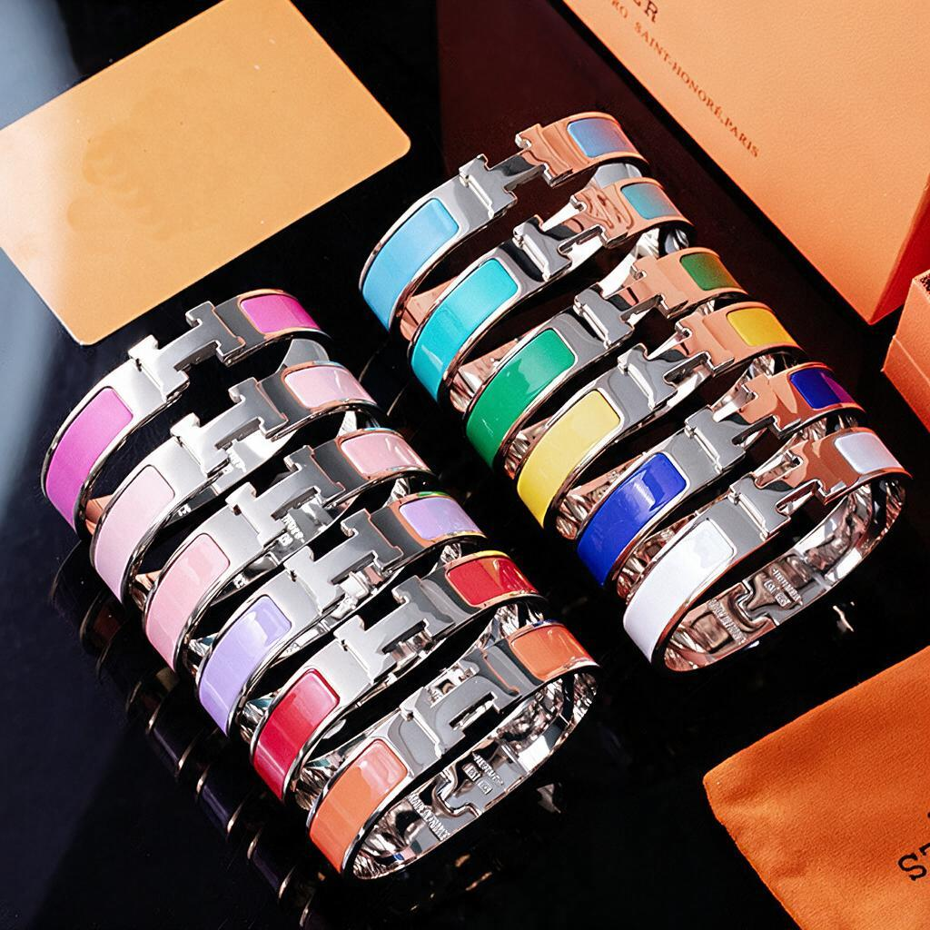 Bracelet en acier inoxydable 316L H pour hommes Marque classique 12 mm de large Argent Bracelet manchette unisexe Bijoux de créateur de mode Cade