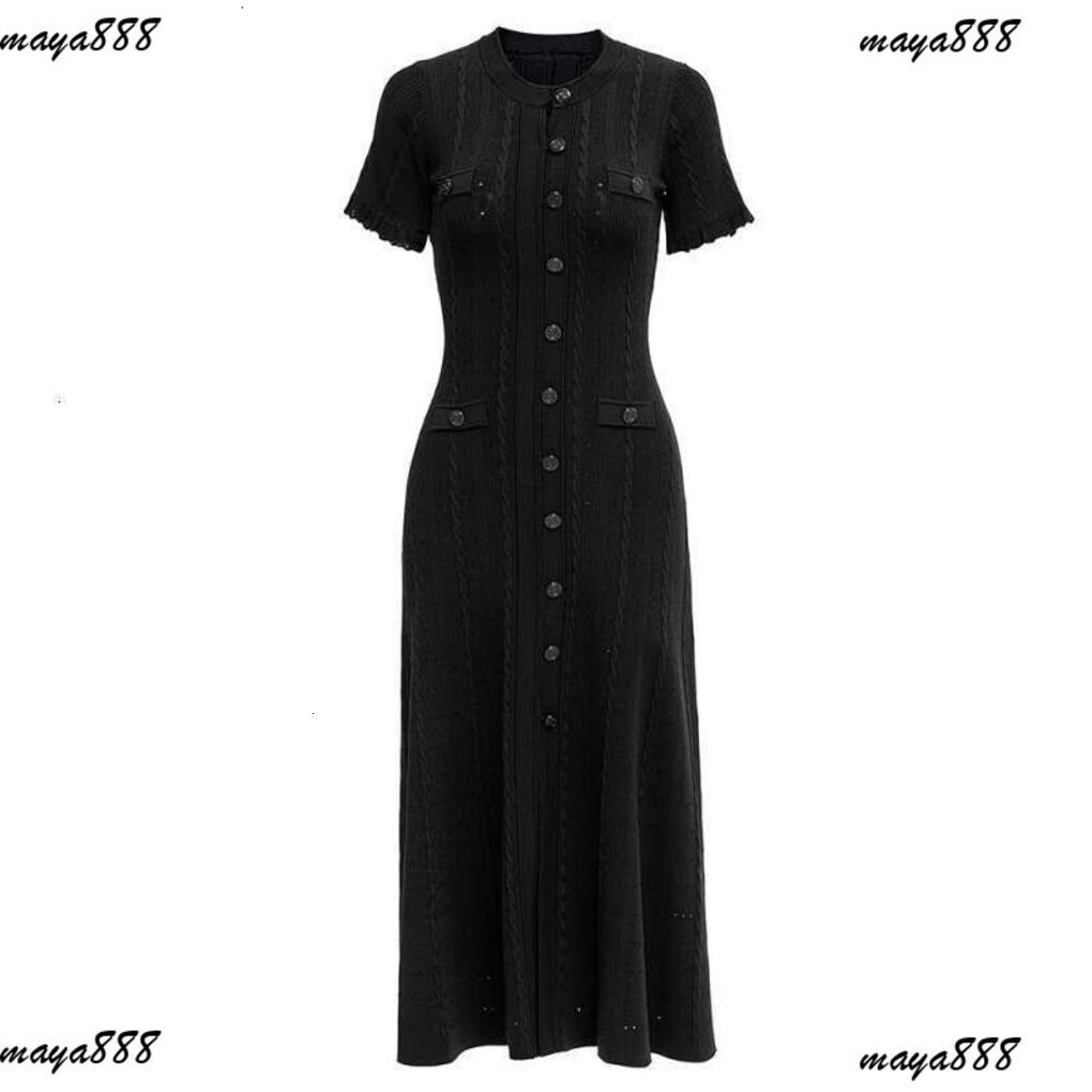 Sandro Dress 2026 New Designer Dress Summer Cross Border Women's Fashion Elegant Slim French Style Round Neck Women's Summer Long Dress Ca