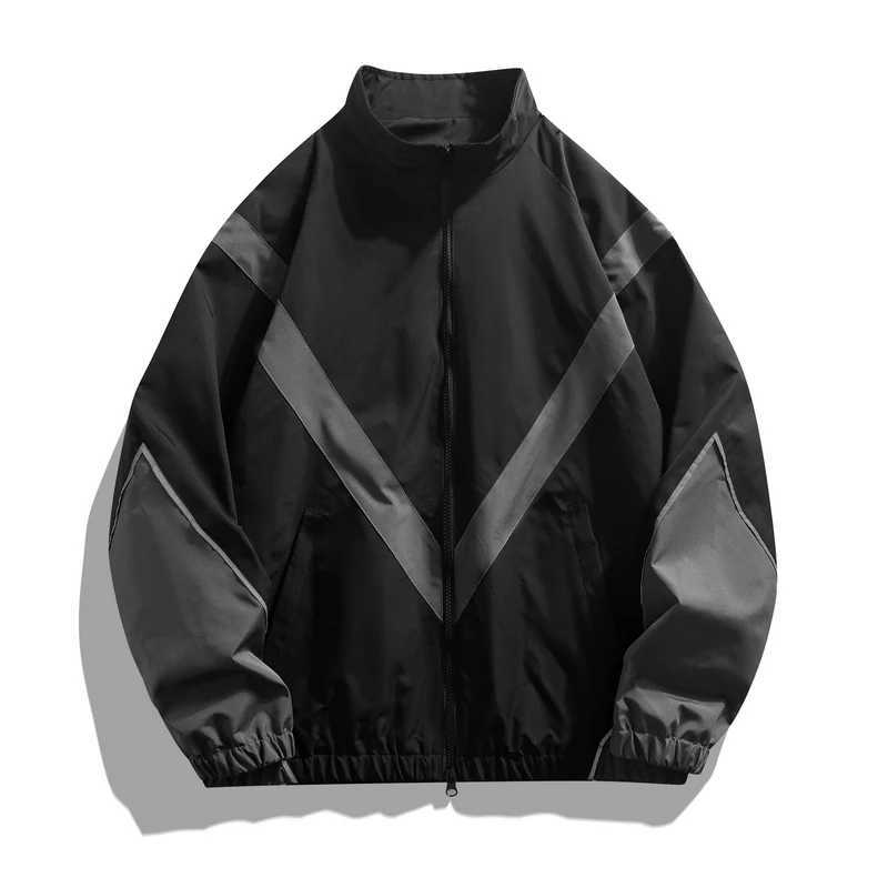 Una Reta Harajuku Jacket Men Autumn New Hip hop Reflective Strip Design Coat Strtwear Casual Retro Loose Jackets Man S260918TJVA