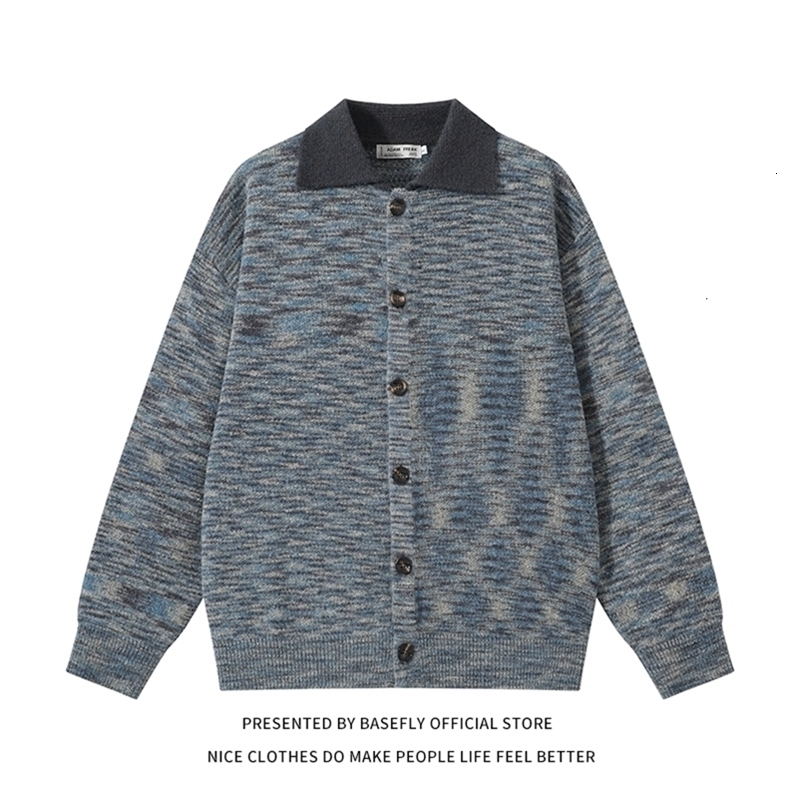 Autumn Winter Stripe Vintage High Street Hip Hop Men Sweater Unisex Couple Women Sweatshirt Cardigan Retro Old School 260917