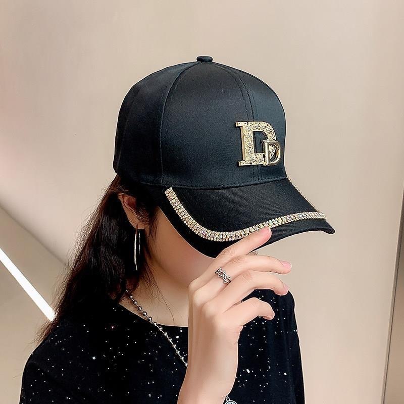 Luxury Cap Brand Designer Hat Foreign Trade Hot-Selling Double D Letter Baseball Summer Fresh Rhinestone DIY Sunshade Cap, Factory Stock