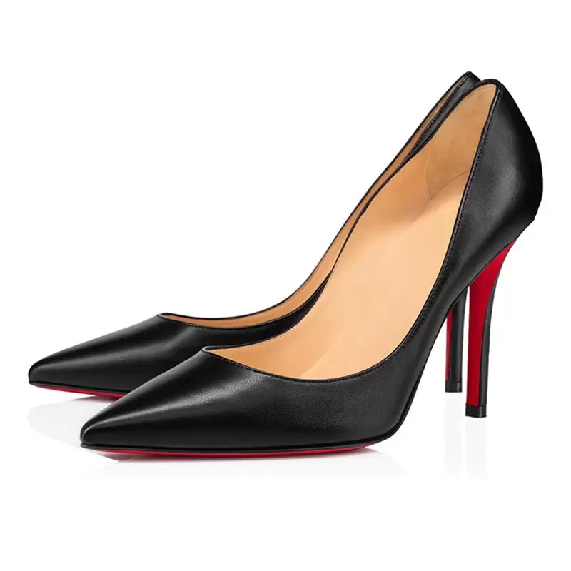 Fashion Women Summer Red Bottoms Sandals Trendy Apostrophy Pump Kate 100 mm Popular Black White Matte Leather Pointed Toes Casual Career High Heels