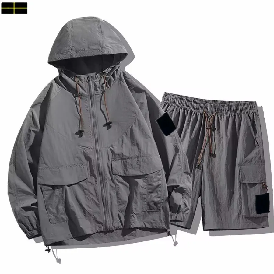 stones jacket Cross Border Badge High Def Stone Solid Color Soft Shell Functional Simple Casual Windproof Zipper Hooded Coat