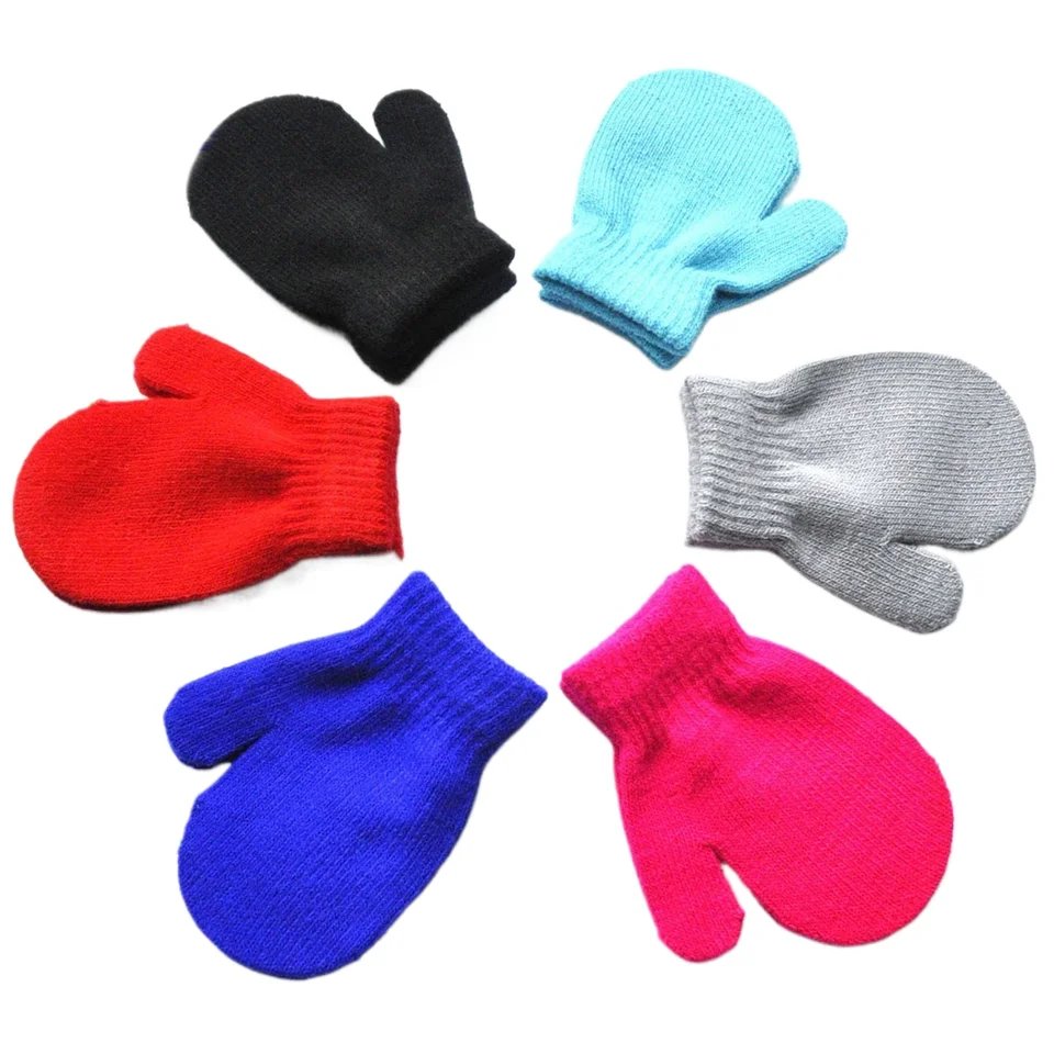 Winter Baby Mittens for Toddlers 13Y Soft Warm Acrylic Gloves Classic Design