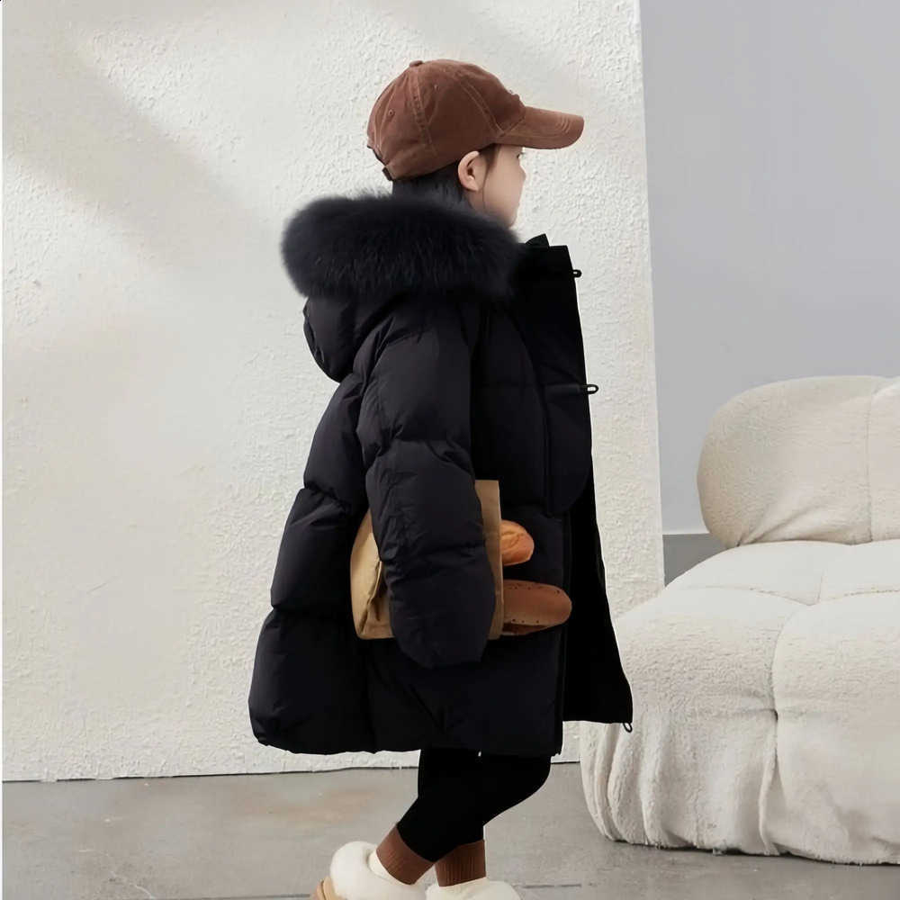 2025 Cotton Jacket Girls' Down Girls New Long Hooded Coats Children's Winter Clothing Thick Warm Outerwear RM122W260917