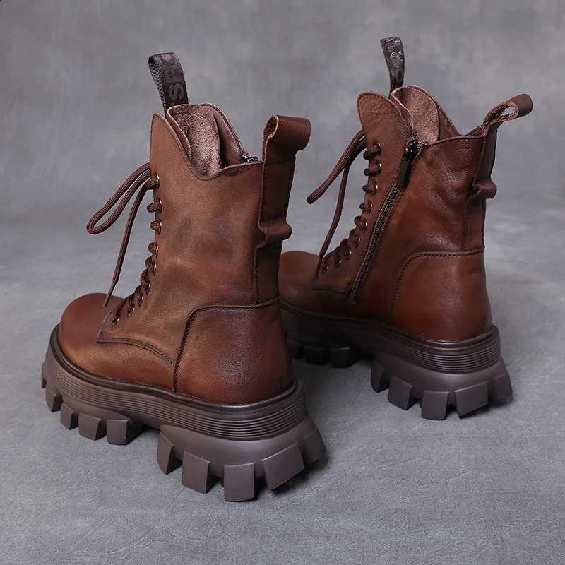 cake sponge Women's thick leather soled boots for autumn and winter British style single boots D2609161