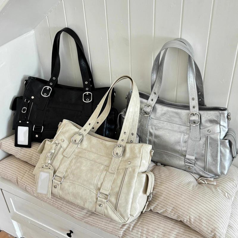 Sweet and cool style large capacity tote bag personalized versatile handbag biker bag simple shoulder bag commuting crossbody bag