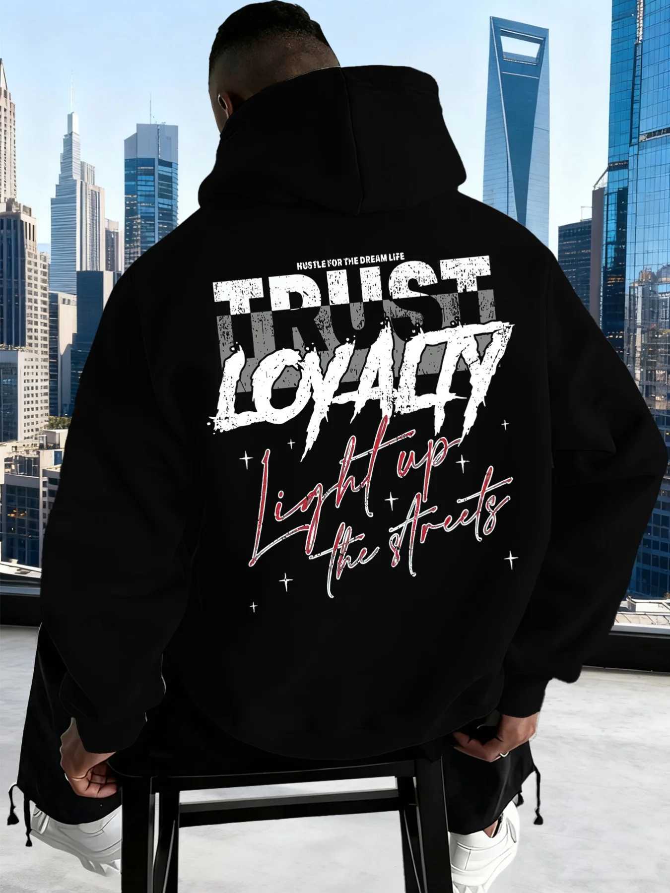 Men's trendy printed pullover warm and comfortable casual street hooded sweatshirt for spring autumn and winter. S2609184FV0