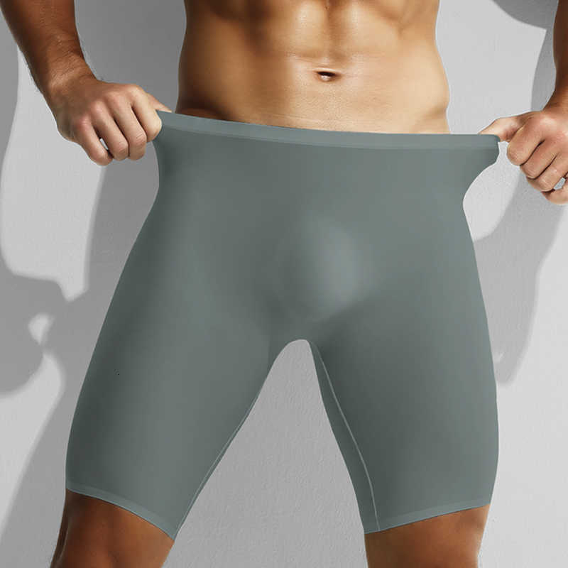 3-Pack of Men's Ice Underpants Silk Underwear Sports Men's Summer Thin Boxer Briefs Extended Anti-Wear Legs Traceless Running Quick-Dryi D