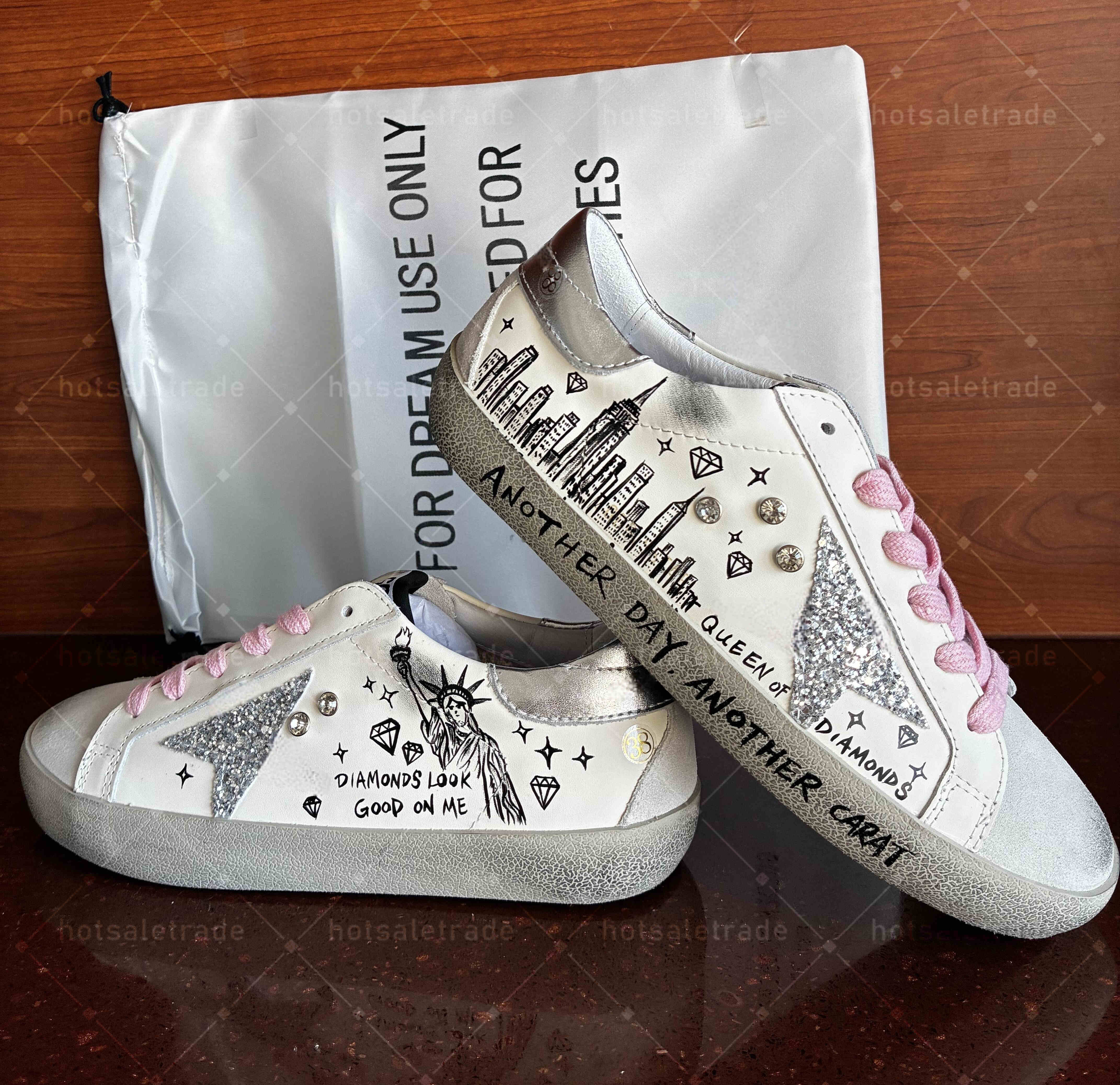 Italy Dirty Old Trainers Genuine Leather Casual Shoes Customized Sneakers