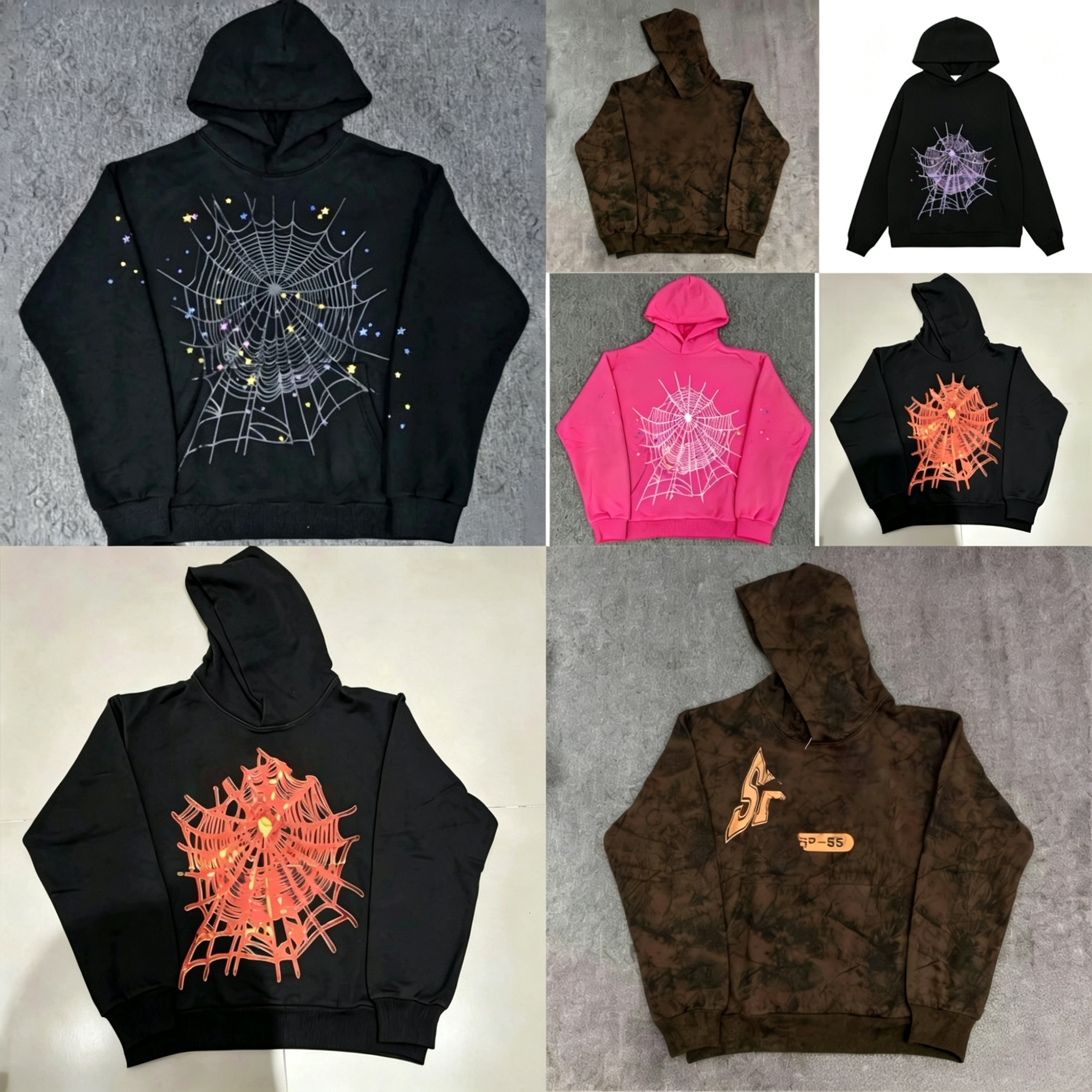 Mens 5A Web Hoodie for men Sweatshirts Sweatpants Hoody Women polo grid cobweb pink hoody Tracksuit Print Pullover net pants suit Trousers 011 3 3