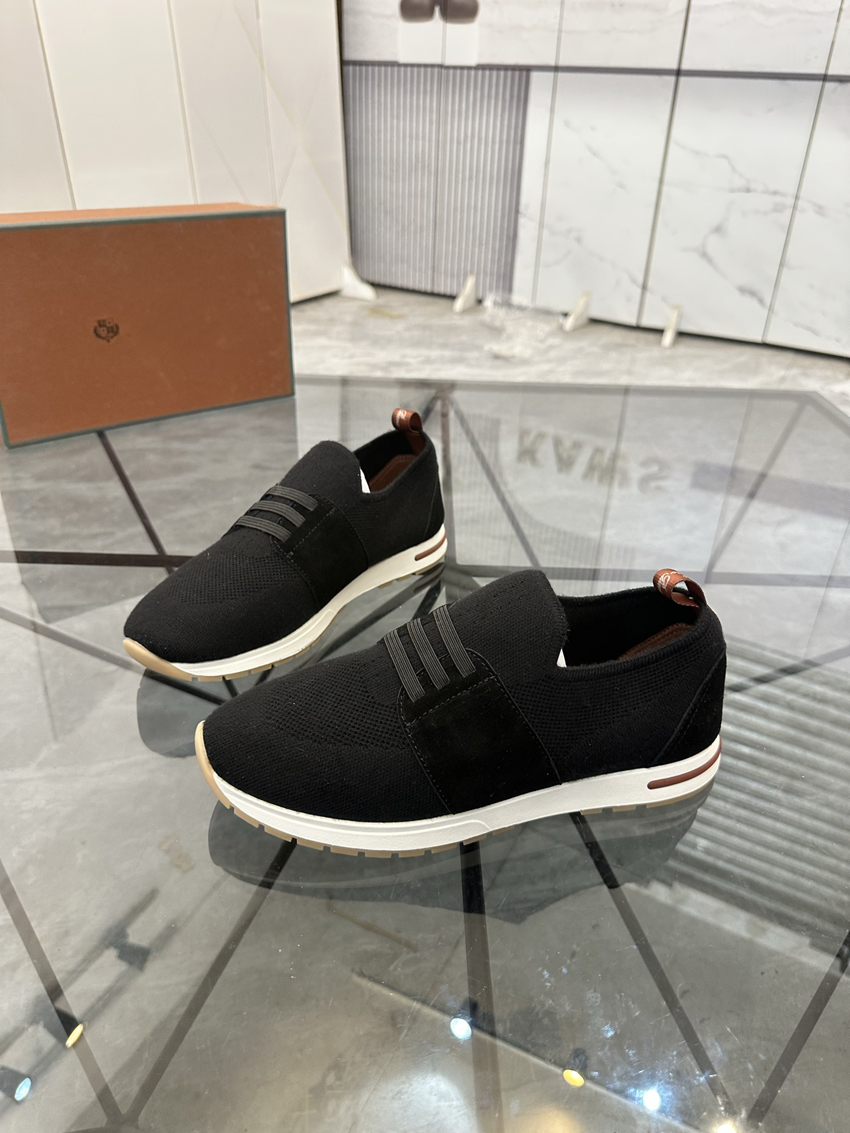 Stylish Men Casual Shoes Women Flexy Walk Sports Shoes Italy Luxury Fiber Woven And Calfskin Splicing Elastic Trainers Design Breathable Lightness S