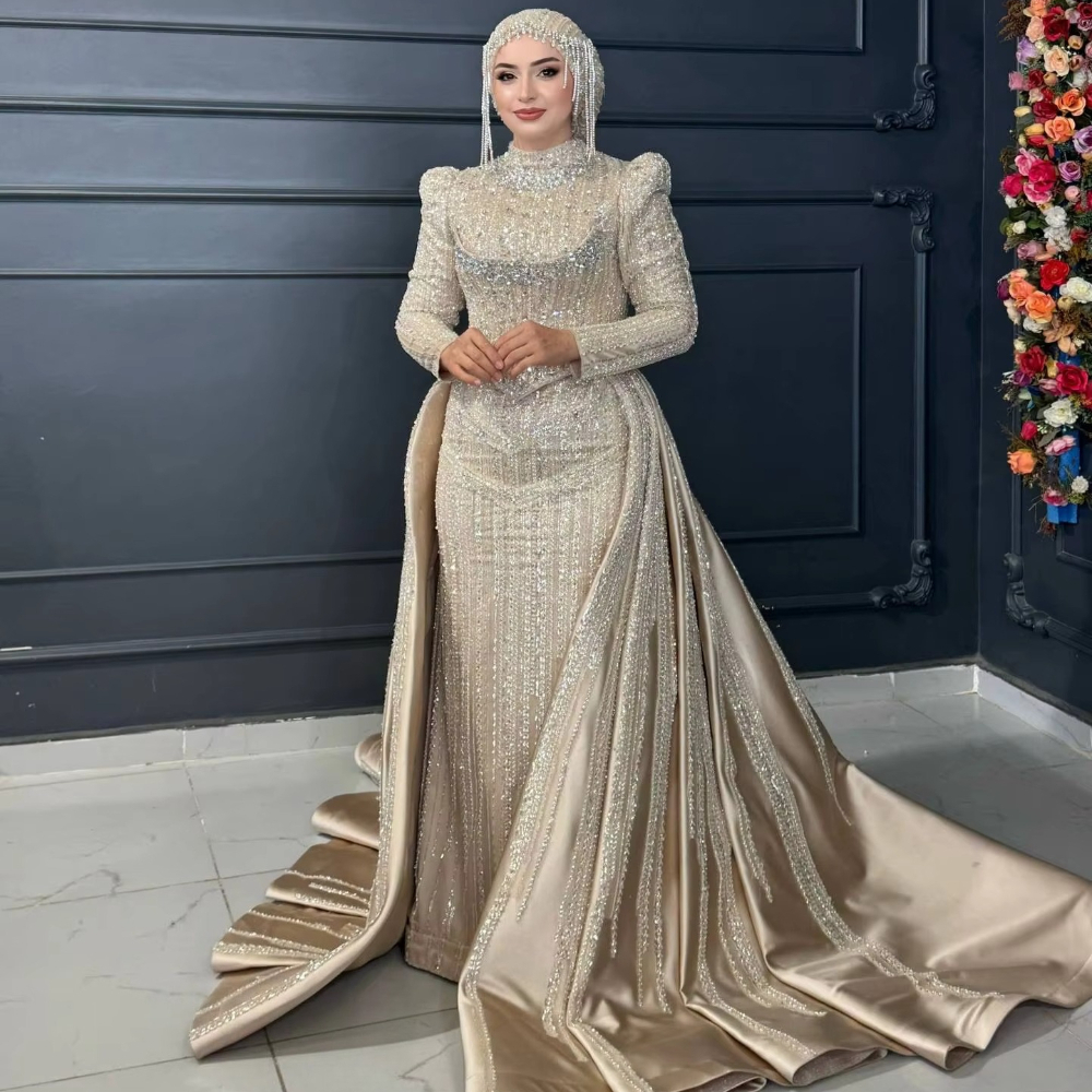 Yellow Long Sleeves Formal Evening Dresses Plus Size Middle East Dubai Party Dresses Prom Dresses Robes De Soiree Customizable Masquerade