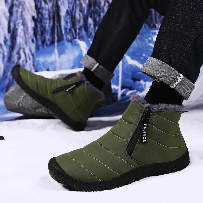 Men's Ankle Boots Men Fur Zip Shoes Man Women Winter Shoe High Quality Mens 2026 Waterproof Outside Boot Plus Size 45 46 47 48 Q260916