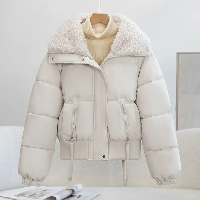Down Cotton Jacket 2026 Fashion Korean Version Lamb Wool Womens Winter Parka Coat Loose Warm High Quality Female 260918