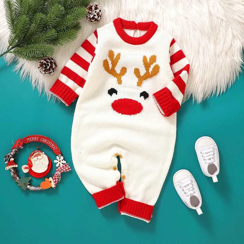 Baby Rper Fashion Cute Christmas Elk Infant Boy Girl Jumpsuit Knitted Newborn Kid Xmas Clothes 0-18M Overalls Long Sle WarmW260917