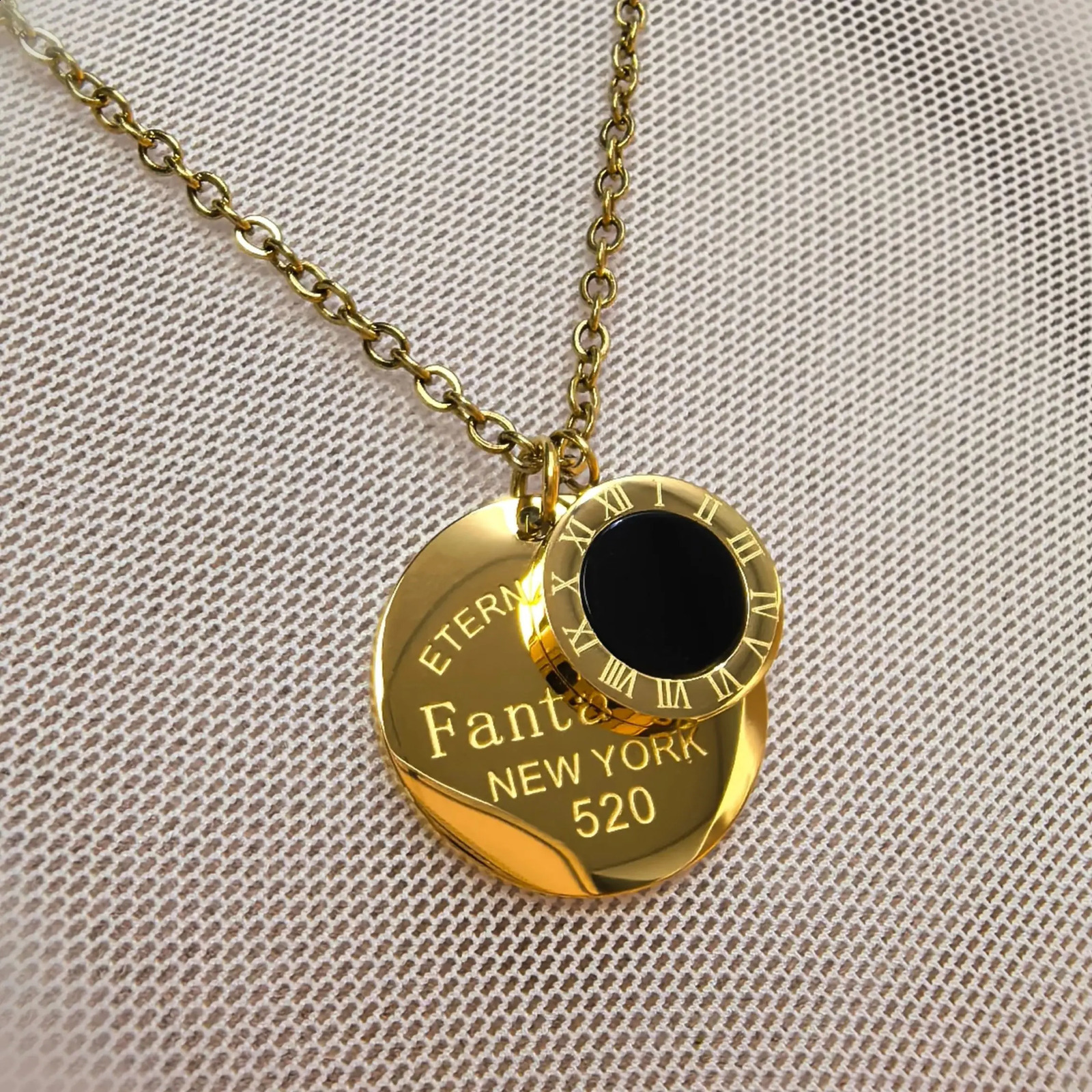 Classic Roman Numerals Round Plaque Pendant Steel Women's Necklace y Jewelry Women's Wholesale Gifts 260917