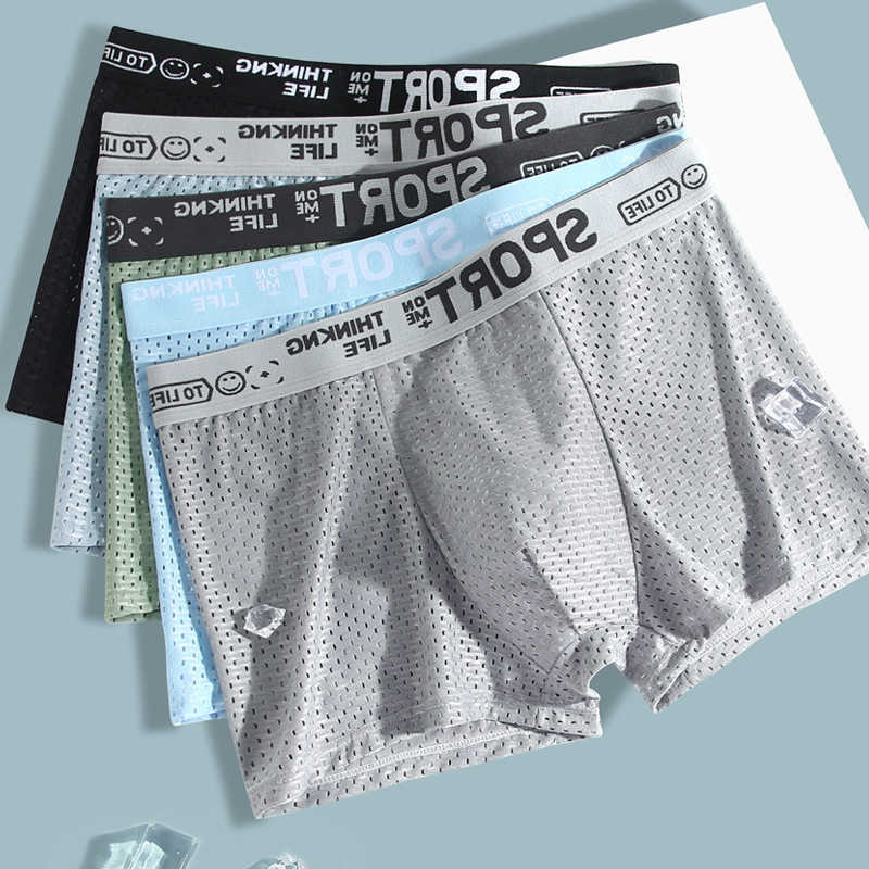 Mesh Summer Underpants Men 4pcs Boxer Underwear Quick Dry Panties Man Boxer-briefs Breathable XL XXL 3XL 4XL Male Shorts Mens Undershorts D260918