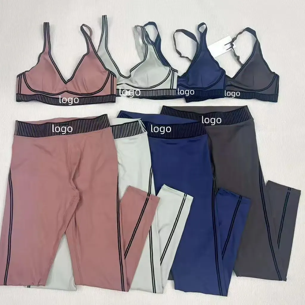Women's Yoga Outfit High-Waisted Yoga Pants Sports Vest Fitness Wear Two-Piece Set, Hip-Lifting Yoga Pants, Elegant Style
