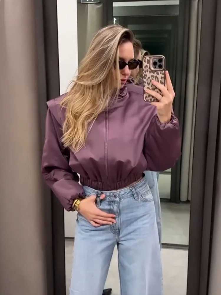 HH Woman Chic Long Sleeves Zipper Casual Warm High Street Short Coat 2026 Women New Fashion Contoured Shoulder Cotton Clothes H260917