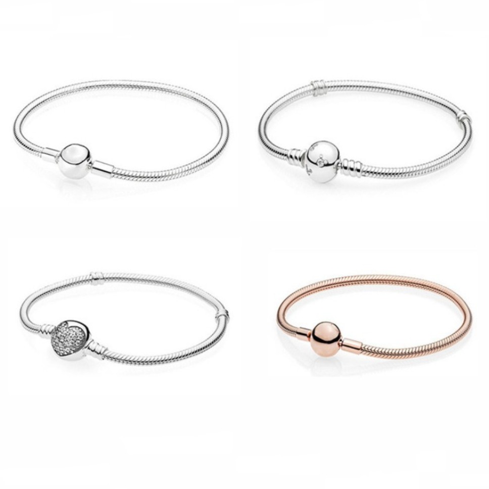 Light Luxury Snake Bone Basic Bracelet Multiple Lock Options For Bracelet Silver Plated Rose Gold Diy Bracelet Suitable For Various Large Hole Bead
