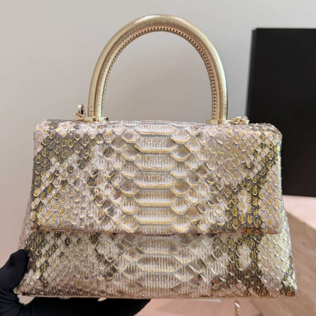 Designer Bag Luxury Snakeskin Pattern Top Handle Bag Women Python Print Shoulder Crossbody Bag Evening Purse