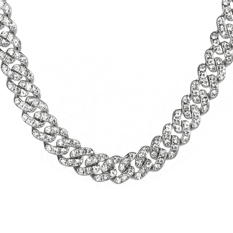 Cuban chain inlaid with diamonds, three-row and four-row moissanite diamond chain, men's hip-hop jewelry, daily wear designer bracelet necklace