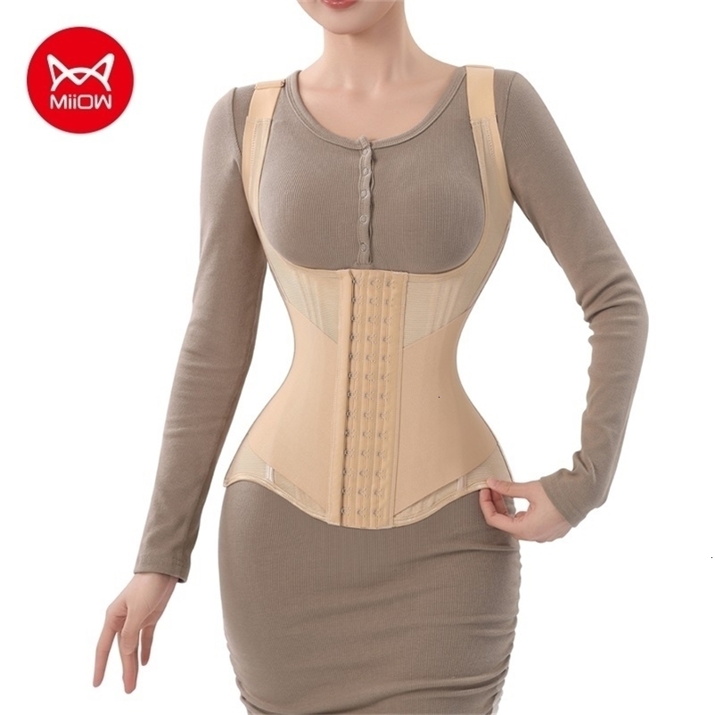 MiiOW U-shaped Waist Trainer Corset Women Shaper Waist Trainer Steel Bone Abdomen Belt Women's Tank Top Shapewear 260917