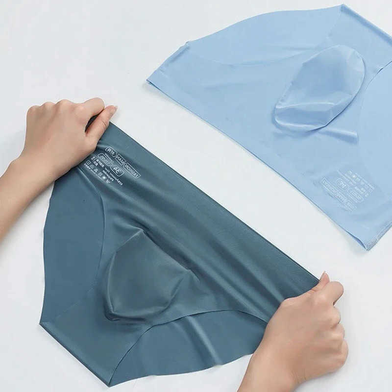 Ice Men's Underpants Silk 4PCS Seamless Briefs Summer Ultra-thin Panty Transparent Sexy Quick-drying Trendy Breathable Underwear Panties D26091