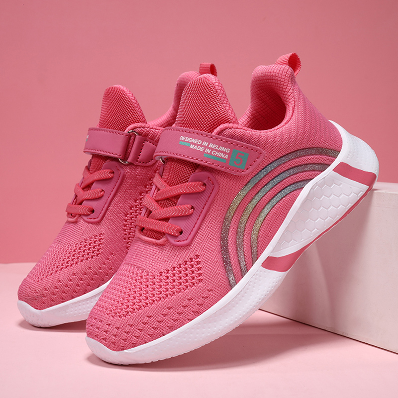 Spring Autumn Kids Girls Casual Shoes Child Breathable Mesh Sneakers Student's Anti-Slip Sport Walking Footwear Size 28-38 26L0918
