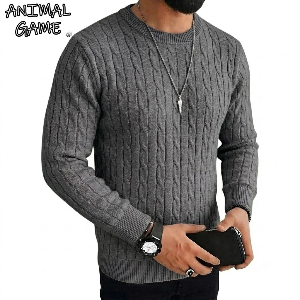 Autumn Men's Long Sleeve Knit Sweater Casual Crewneck Cable Pullover Warm Knitwear Jumpers Sweatshirts or Men Work Coats Man 260910