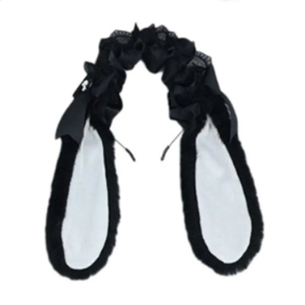 Sweet Bowknot Bunny Hair Hoop Lace Ribbon Lolita Rabbit Ears Headband Furry Cute Cosplay Hair Bands Girls 260917