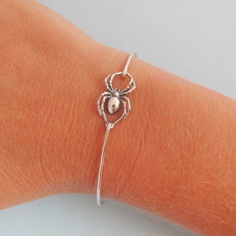 2026 European American Style, New And Creative Halloween Spider Vintage Thai Silver Bracelet, Open-Style Bangle, Hand Jewelry