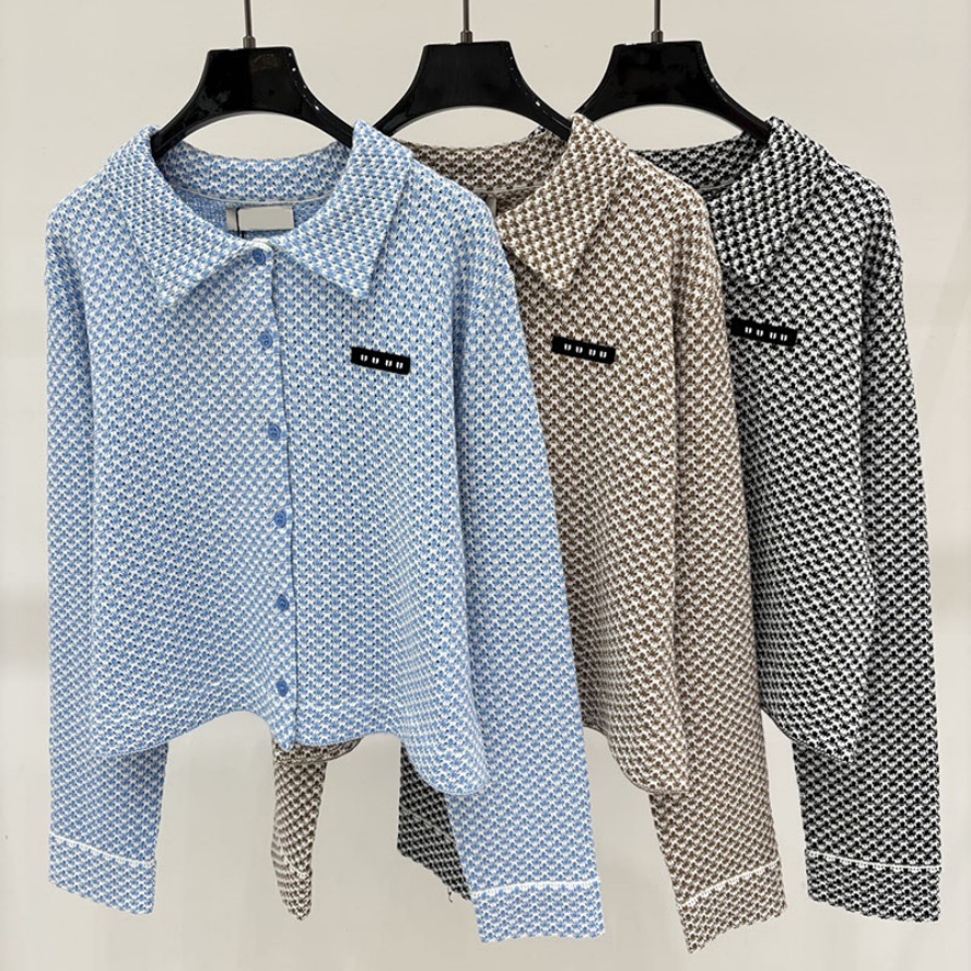Vintage Jacquard Knit Cardigan For Women Designer Luxury Checkered Loose Cardigan Sweater Fall Casual Travel Vacation Knit Sweater