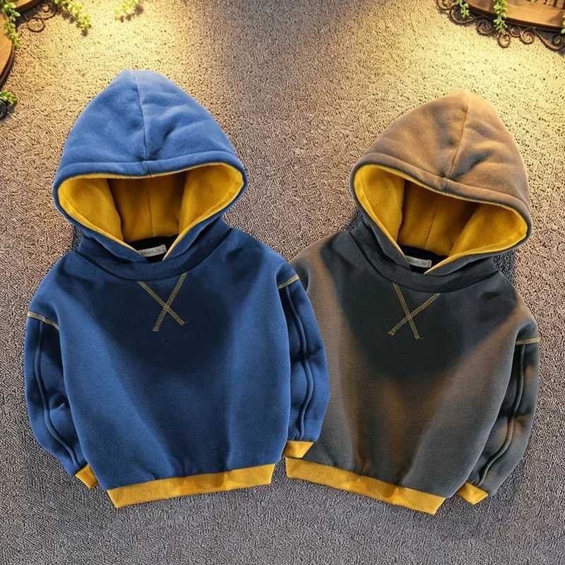 Plush Boys Kids Winter Hoodies Velvet Warm Sweatshirt Autumn Children Thicke Hooded Plover Toddler Girls Fleece ClothingW260917