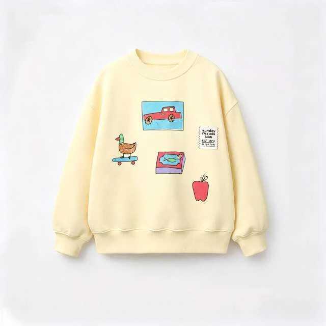 Loose Hoodie New Children Casual Round Neck Plovers Sports Clothing Printed Long Sle 2026 Kids Spring Autumn WearW260917