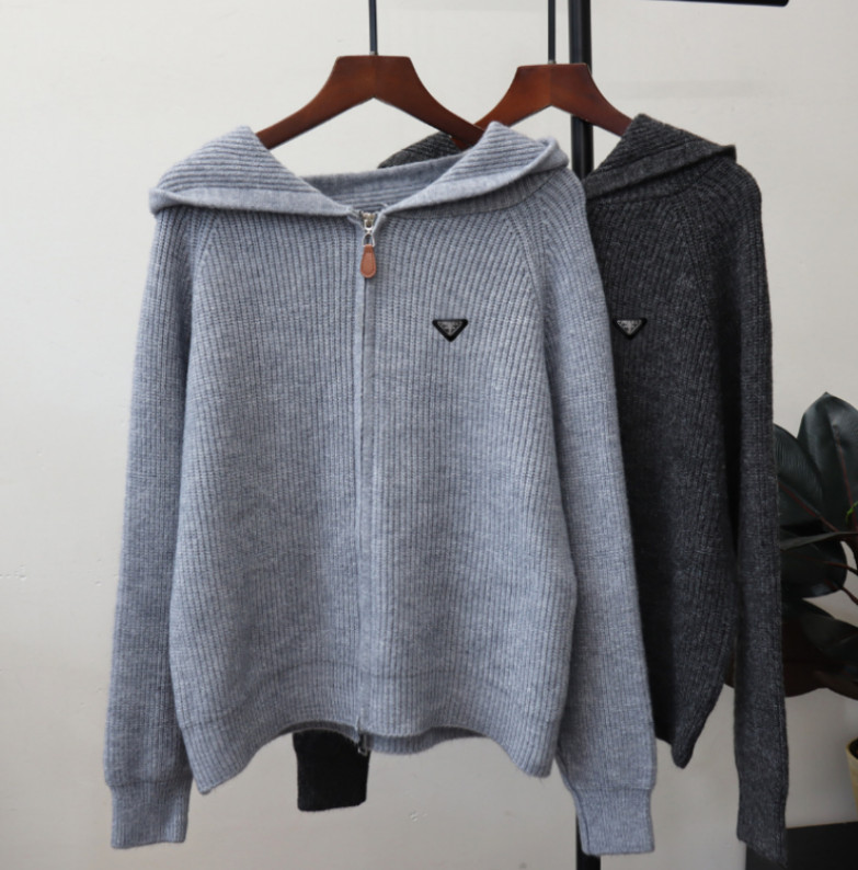 New Women's Sweaters Cardigan zipper Long Sleeve Sweaters brand designer Sweater sports casual hooded knitted jacket