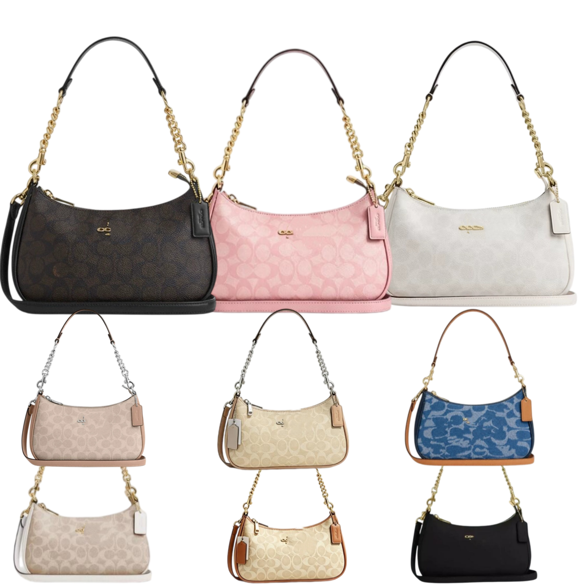 10A Luxury Designer Bag Teri Shoulder Bags Underarm Mini Crossbody Women Classic Casual Handbag Metal Chains Denim Half Moon White Khaki Pink Black