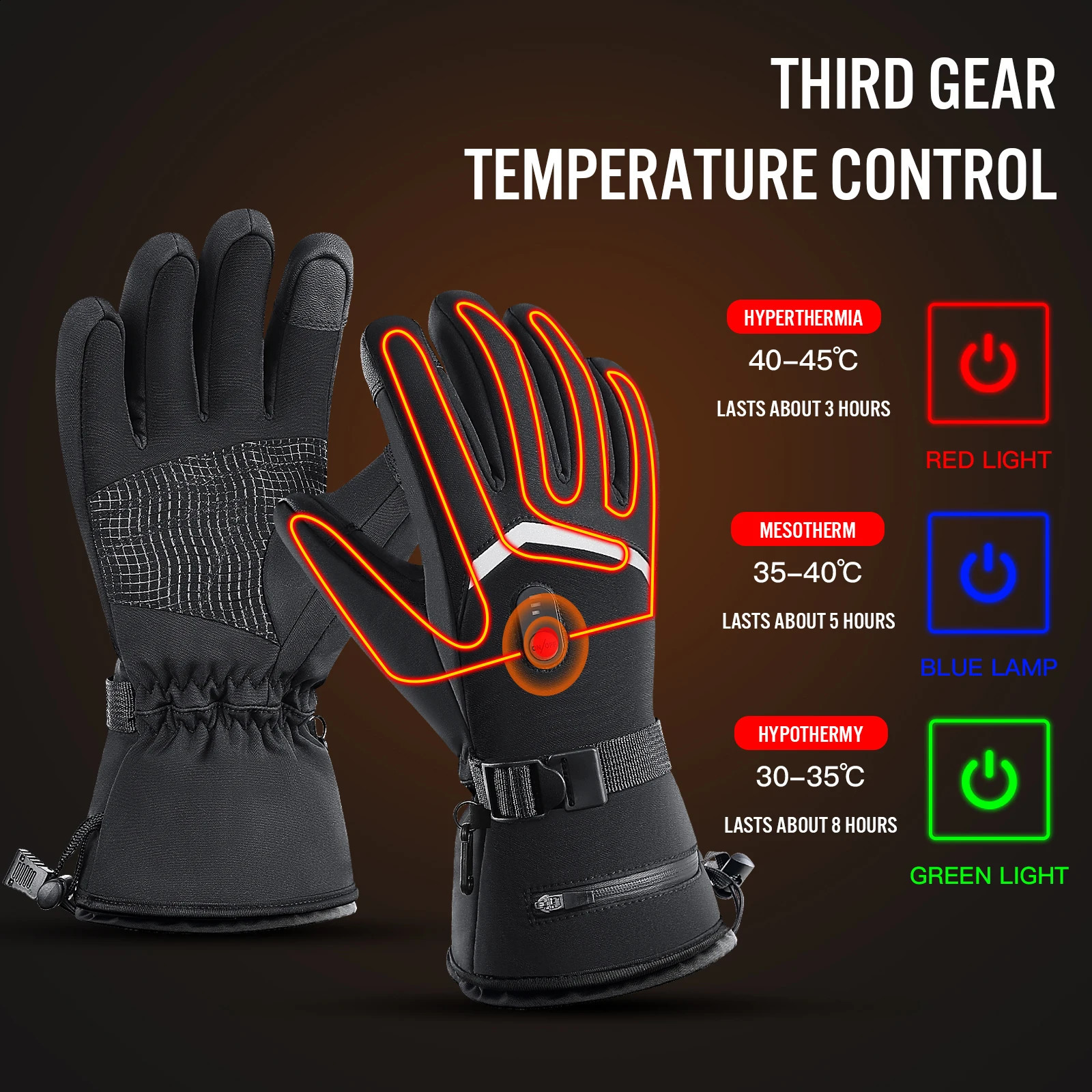 Electric heating gloves for winter skiing heating gloves for motorcycles warm and waterproof with battery box and heating glo 260917
