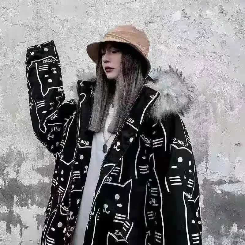 New Down Cotton Jacket Winter Coat for Women Men's Jackets Couple Clothes Warm Cotton-padded Jacket Hoodie Loose Printed Fashion H2609171