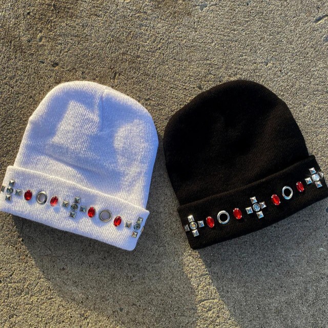 2026 Cross-border European American Retro Round Ring Rivet Knitted Beanie for Autumn and Winter Hip-Hop Casual Warm Knit Hat ee