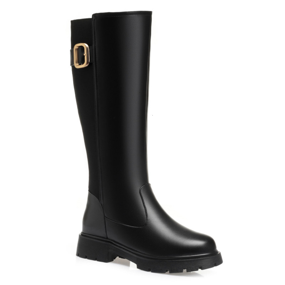 Ladies Plus Size Wide Calf Knee High Leather Boots Winter Warm Large Size Non Slip Roman Style 2026 New