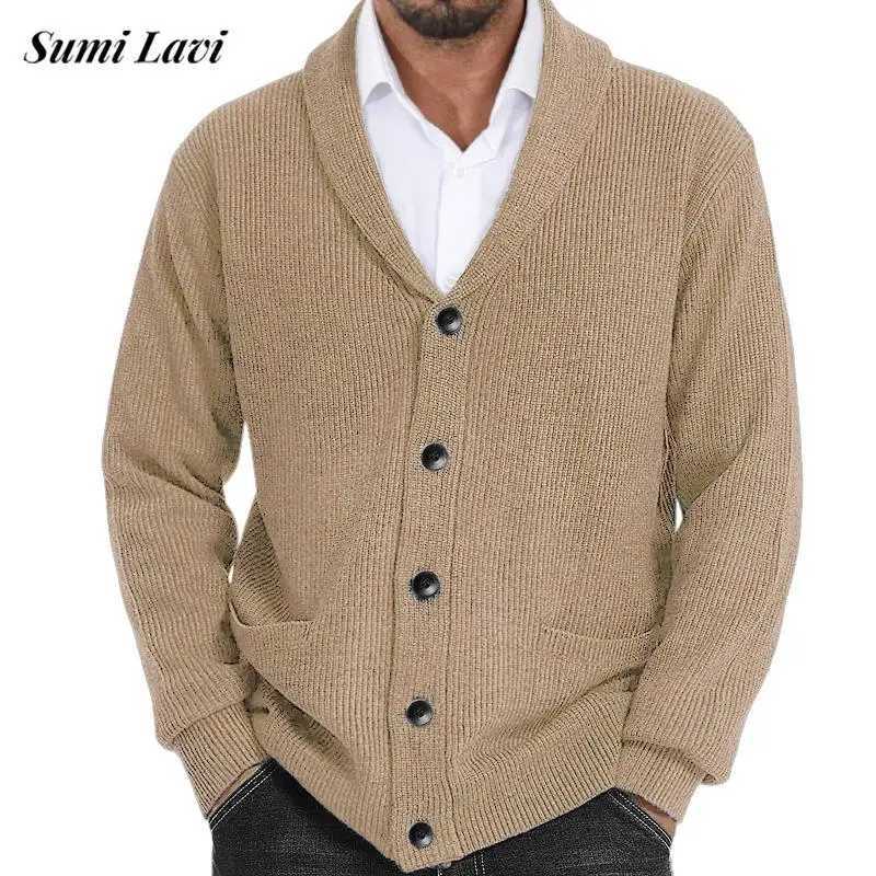 Knitwear Mens Casual Sweater Cardigans 2024 Fall Winter Trendy Solid Color Buttoned Lapel Knit Jacket Coats Men Vintage Sweaters S260918KQ3J