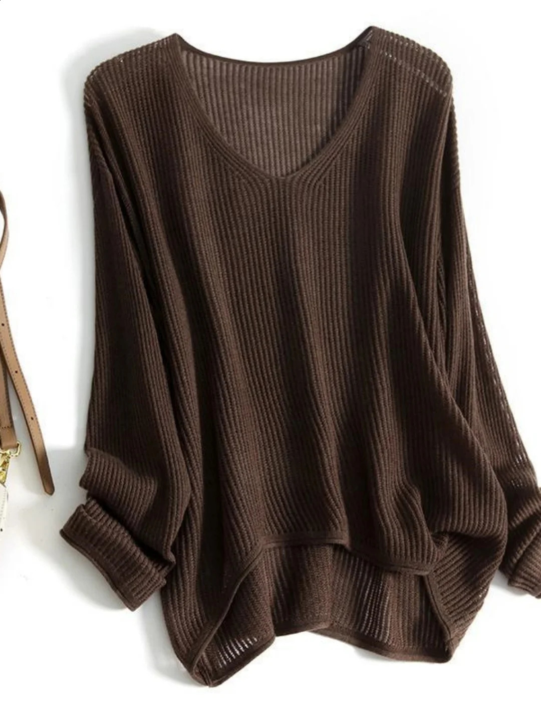 plus Size Women's Knitted Sweater V-Neck Long Sleeve Soft Korean Style Loose Fit Fashionable Autumn Winter Top for Heavy Girls 260917