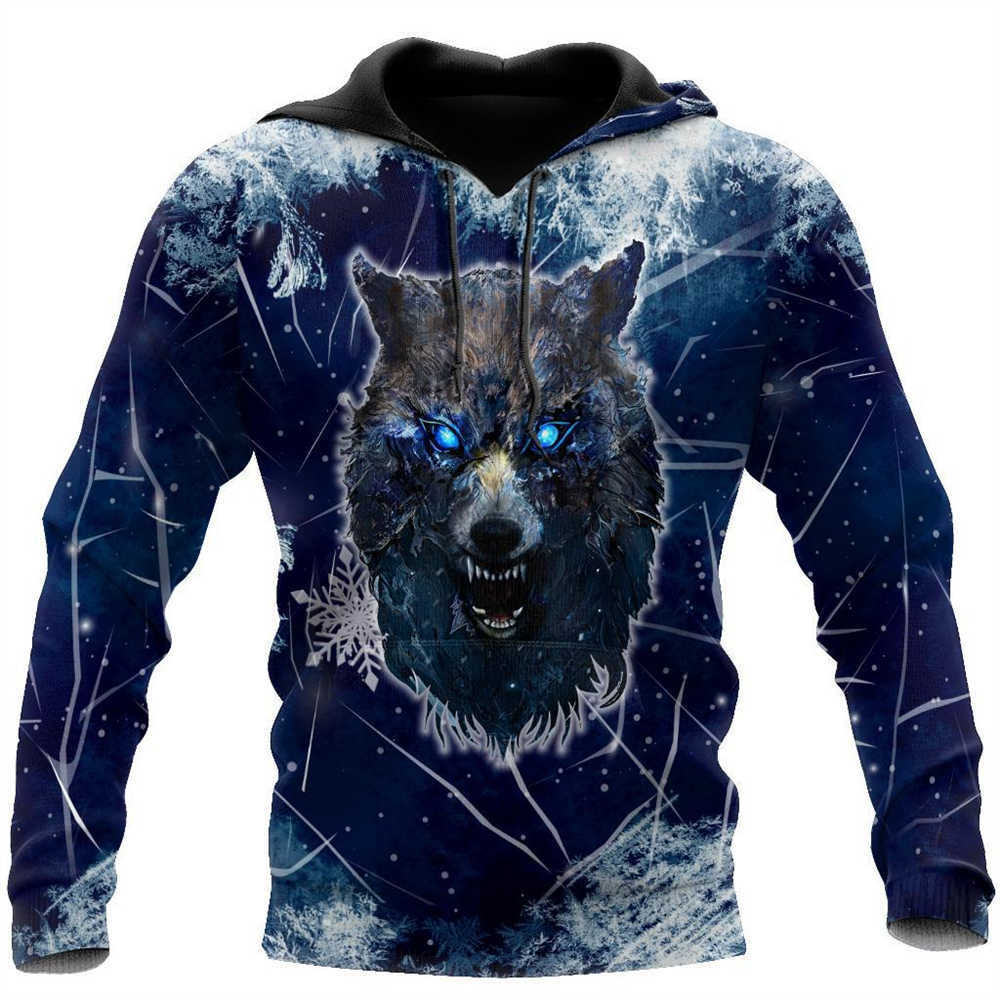 3D Funny Christmas Wolf hoodie Print Sweatshirts For Men Street Hip Hop Style Hooded Shirt Fashion Loose Pullover Autumn Winter Casual Clothing C260
