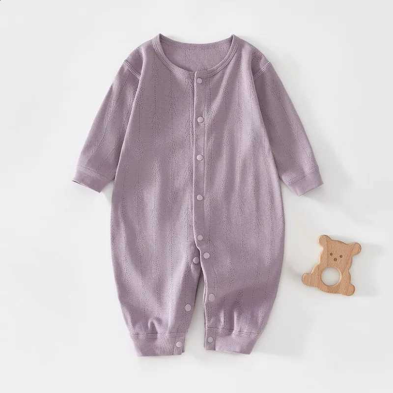Newborn Baby Jumpsuit Solid New Color Long Sle Round Neck Cotton Onesie Bott Climbing Suit Suitable for Baby Girls BoysW260917