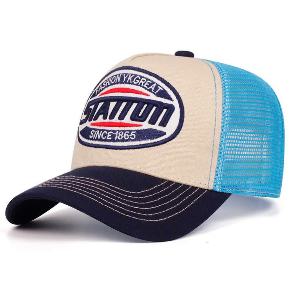 Cap New Style Unisex Baseball Classic STATION Letter Pattern Mesh Cap Men and Women Breathable Streetwear Summer Trucker Hat J260917