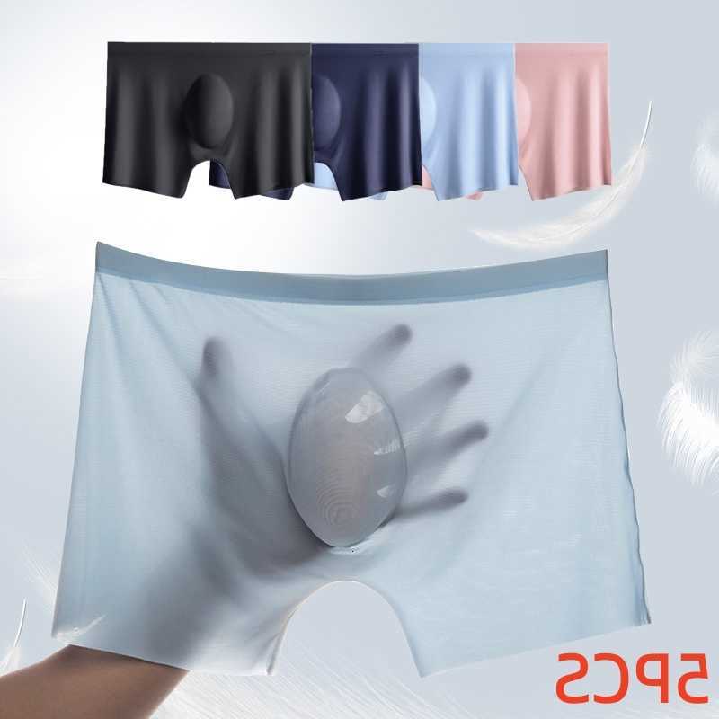 Ultra-Thin Underpants 5Pcs/Lot Ice Men's Silk Underwear Summer Cool Boxers Briefs Comfortable Breathable Seamless Underpants Sexy Lingerie D260