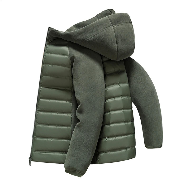 85% White Duck Down Coat Lightweight Mens Winter Simple Solid Warm Padded Hooded Jacket Long Sleeve Patchwork Thermal 260918